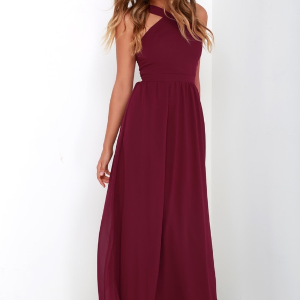 Brand New Air of Romance Burgundy Maxi Dress